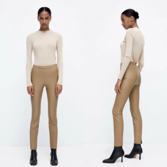 🆕 Zara High Rise Faux Leather Leggings - Picture 1 of 13
